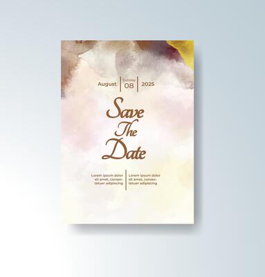 Watercolor card with modern abstract splash for weddings