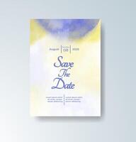 Romantic invite design with abstract watercolor drips vector