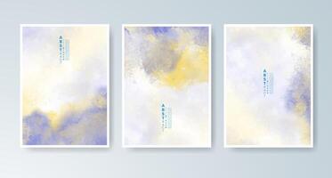 Multicolored watercolor cards with abstract compositions. vector