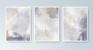 A creative set of cards with paint-splashed watercolor art. vector