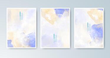 Multicolored card series with artistic watercolor backdrops. vector