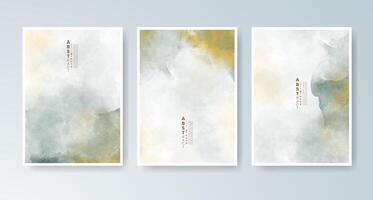 Artistic card bundle with joyful watercolor gradients. vector