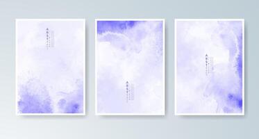 Dynamic card set with layered watercolor backgrounds. vector