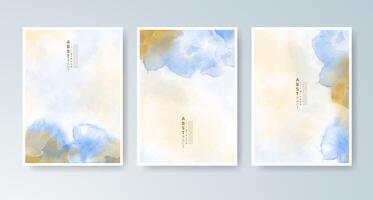 High-definition watercolor textures on graphic card layouts. vector