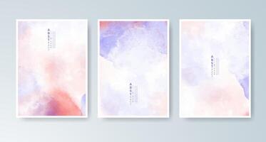 Artistic mix of watercolor tones on modern card templates. vector