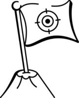 A hand drawn style icon showing mission flag vector