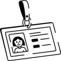 Hand drawn icon showing an office card of employee vector