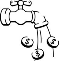 A hand drawn style icon depicting cash flow vector