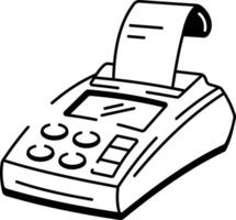 Hand drawn style icon showing cash register machine vector