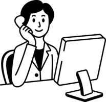 A hand drawn icon of customer representative vector