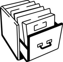 A sketchy style icon showing a file drawer cabinet vector