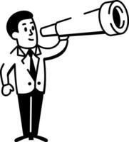 Sketchy style icon showing a character predicting business future vector