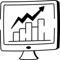 Doodle style icon showing rising sales graph vector