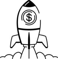 Sketchy style icon showing a financial boost vector