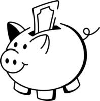 Drawing style icon showing a piggy bank vector