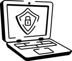 A doodle style icon of laptop security lock vector