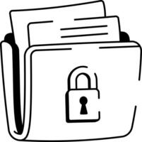 A doodle style icon of a secure folder vector