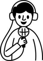 A sketchy style icon of commentator vector
