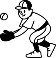 A doodle style icon of cricket catch vector
