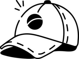 A hand drawn style icon of cricket cap vector