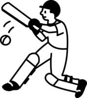 A drawing style icon showing cricket batsman vector