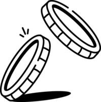 A sketchy style icon of toss coins vector