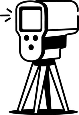 A drawing style icon showing speed gun
