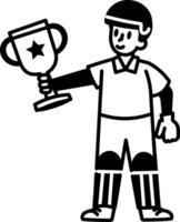 A hand drawn style icon of winner trophy vector