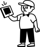 A hand drawn style icon of third umpire vector