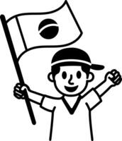 A hand drawn style icon of fan cheering vector