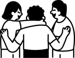 A hand drawn style icon of team huddle vector