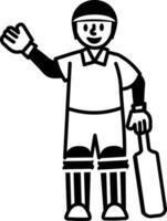 A drawing style icon showing cricketer vector