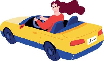 A flat style illustration showing a person doing car ride vector