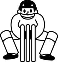 A hand drawn style icon of wicket keeper vector