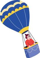 A flat style illustration showing a person doing balloon ride vector