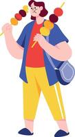 A flat style illustration showing a person snacking vector
