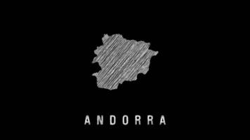 Andorra map sketch style on black background video