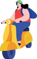 A flat style illustration showing a person doing scooter ride vector