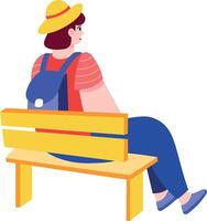 A flat style illustration showing a person resting on a bench vector