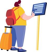 A flat style illustration showing a person using self service vector
