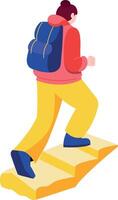 A flat style illustration showing a person on stone steps vector