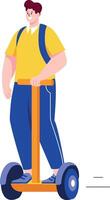 A flat style illustration showing a person riding segway vector