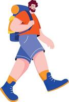 A flat style illustration showing a person walking vector