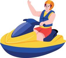 A flat style illustration showing a person doing jet ride vector