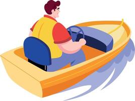 A flat style illustration showing a person riding boat vector