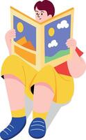 A flat style illustration showing a person reading brochure vector