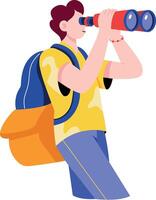 A flat style illustration showing a person looking vector