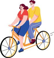 A flat style illustration showing couple ride on cycle vector