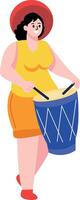 A flat style illustration showing a person playing drum vector