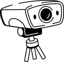 A hand drawn style icon of ai camera vector